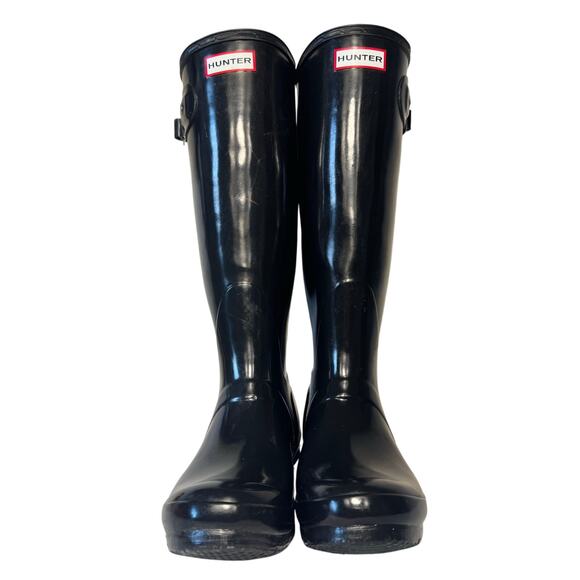 Hunter Rain Boots Women's Original Tall Black Glossy 6M/7F - Picture 2 of 9
